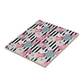 Floral, gestreept tegeltje (Zijkant)