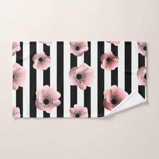 Floral gestript minimalistisch modern patroon bad handdoek (Handdoek)