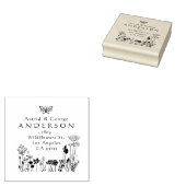Floral Getrouwd Paar Terugkeer Adres Rubbe Rubberstempel (Gestempeld)