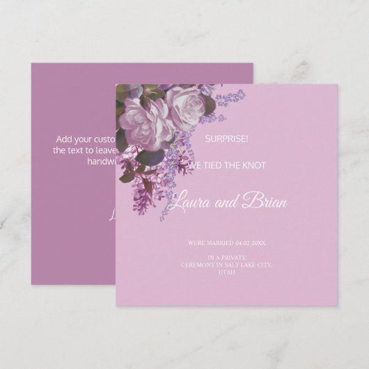 Floral, gewoon huwelijksaankondiging (Voorkant / Achterkant)