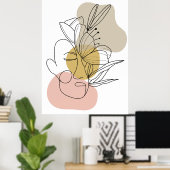 Floral gezichtsuitbarsting Abstracte vormen lijnku Poster (Thuiskantoor)