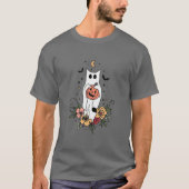  Floral Ghost Cat Cute Halloween Graphic T-shirt (Voorkant)