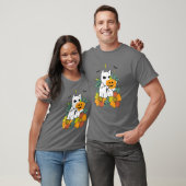  Floral Ghost Cat Halloween Graphic T-shirt (Unisex)