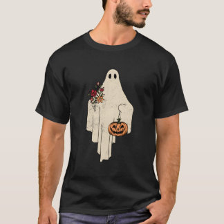  Floral Ghost Cute Halloween Costume Funny T-shirt