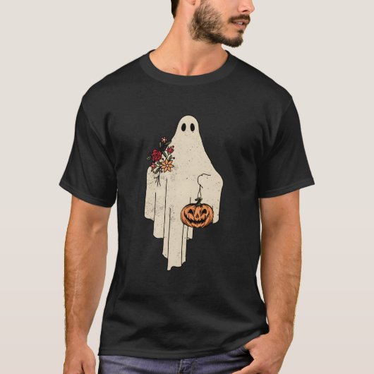  Floral Ghost Cute Halloween Costume Funny T-shirt (Voorkant)