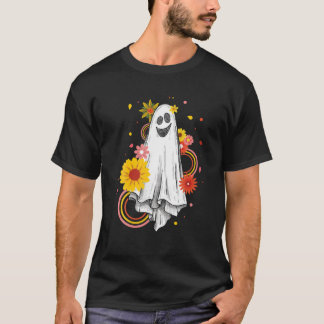  Floral Ghost Cute Halloween Funny Graphic T-shirt