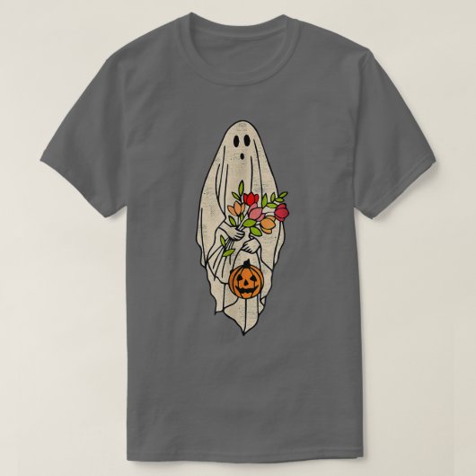  Floral Ghost Cute Halloween Graphic Boo Pu T-shirt (Design voorkant)