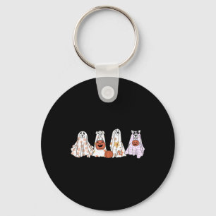  Floral Ghost Dog Happy Halloween Hondenliefhebber Sleutelhanger