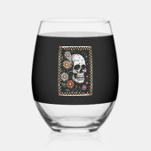 Floral Ghost Fall Boho Halloween 2 Wijnglas Zonder Voet (Voorkant)