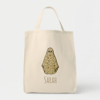 Floral Ghost  Halloween Custom Snoep Tote Bag