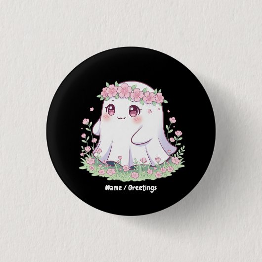 Floral Ghost Halloween kostuum voor meisjes vrouwe Ronde Button 3,2 Cm (Voorkant)