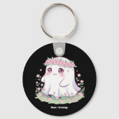 Floral Ghost Halloween kostuum voor meisjes vrouwe Sleutelhanger (Voorkant)