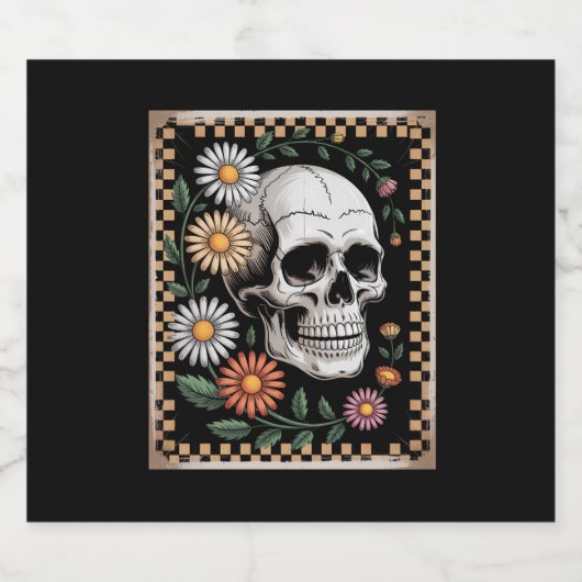 Floral Ghost Herfst Boho Halloween 2 Sparkling Wijnetiket (Enkel label)