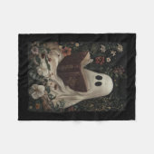 Floral Ghost Leesboek Halloween Kostuum Gothic Fleece Deken (Voorkant (Horizontaal))