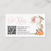 Floral ghost pompoen register baby shower informatiekaartje (Voorkant)