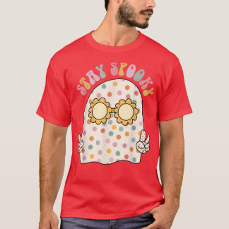 Floral Ghost Retro Groovy Blijf spoky Fun T-shirt