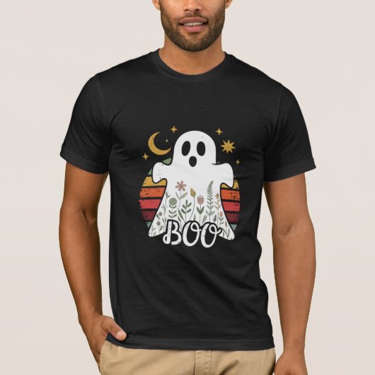 Floral Ghost with Crescent Moon beroemd gemaakt do T-shirt (Voorkant)