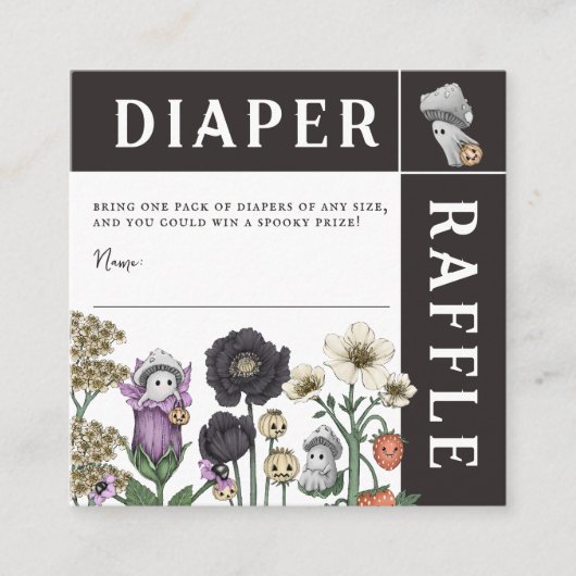 Floral Ghosts Halloween Baby shower Luier Raffle Informatiekaartje (Voorkant)