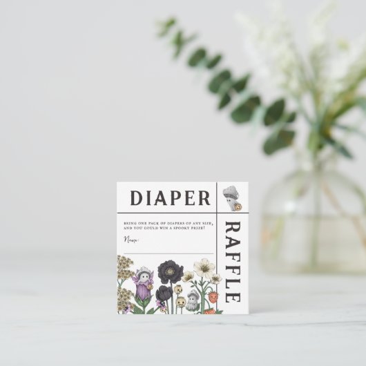Floral Ghosts Halloween Baby shower Luier Raffle Informatiekaartje (Staand voorkant)