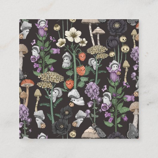 Floral Ghosts Halloween Baby shower Luier Raffle Informatiekaartje (Achterkant)