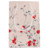 Floral Gift Bag, Red and Cream Chinoiserie Medium Cadeauzakje (Voorkant)