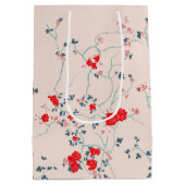 Floral Gift Bag, Red and Cream Chinoiserie Medium Cadeauzakje (Achterkant)