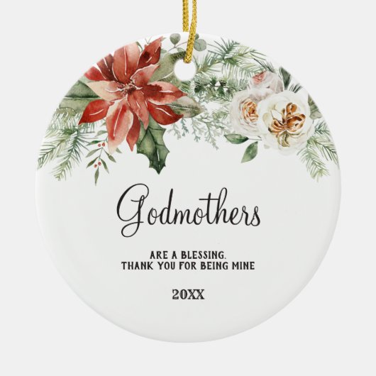 Floral Gift for Godparent Voorstel van Godchild Keramisch Ornament (Voorkant)