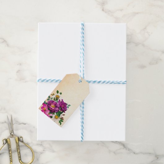 Floral Gift Labels Cadeaulabel (Met Touw)