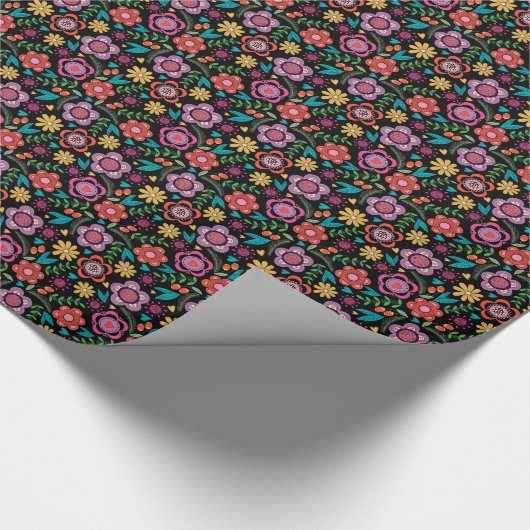 Floral Gift Wrap Go Bold Bohemian Avant-Garde Cadeaupapier (Hoek)