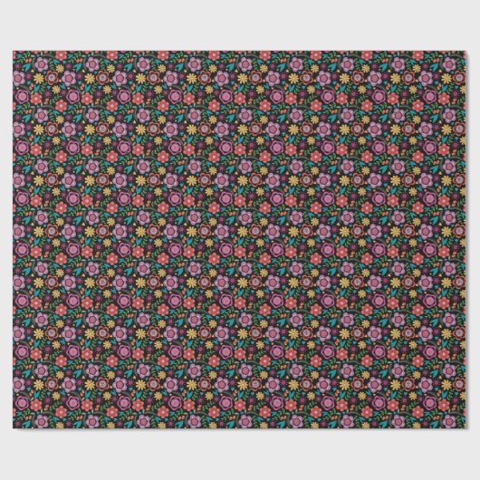 Floral Gift Wrap Go Bold Bohemian Avant-Garde Cadeaupapier (Vlak)