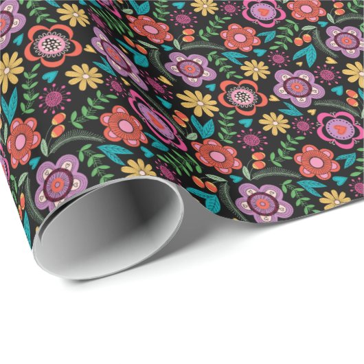 Floral Gift Wrap Go Bold Bohemian Avant-Garde Cadeaupapier (Rol Hoek)