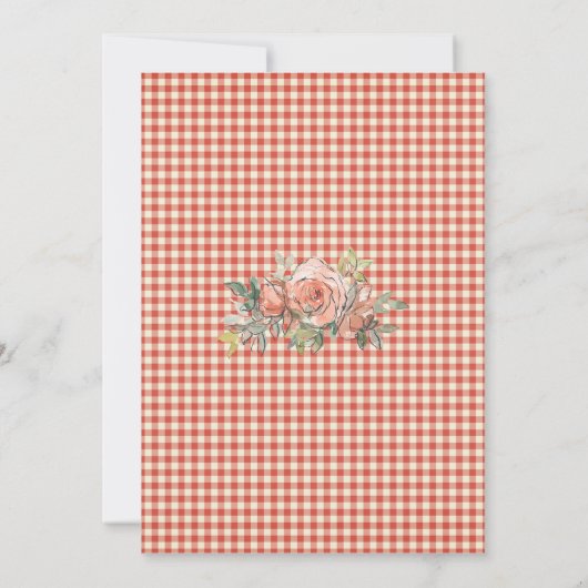 Floral Gingham Pset Happy Birthday Party Kaart (Achterkant)
