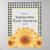 Floral Gingham Summer Picnic Baby shower Welkom Poster (Voorkant)