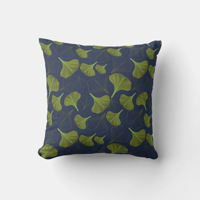 Floral Gingko Leaf Blue Pattern Kussen (Voorkant)