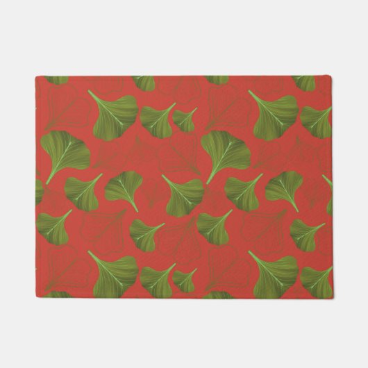 Floral Gingko Leaf Coral Pattern Deurmat (Voorkant)