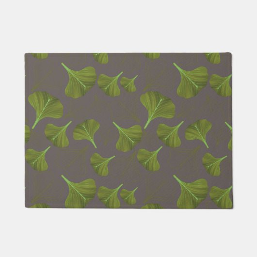 Floral Gingko Leaf Gray Pattern Deurmat (Voorkant)