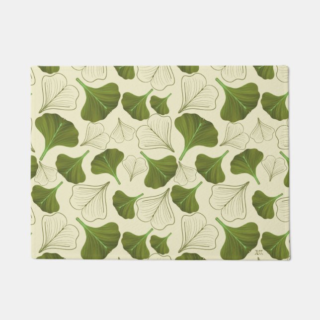 Floral Gingko Leaf Pattern Deurmat (Voorkant)