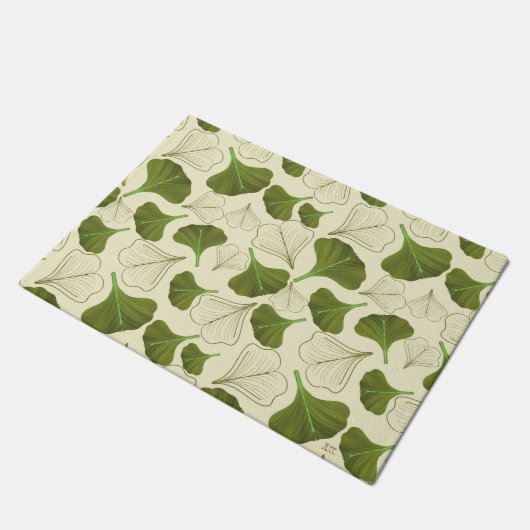 Floral Gingko Leaf Pattern Deurmat (Schuin)