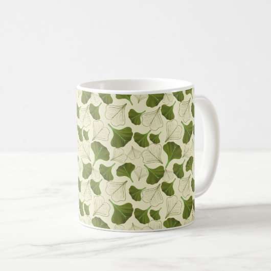 Floral Gingko Leaf Pattern Koffiemok (Voorkant rechts)