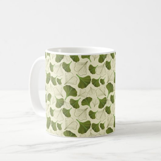 Floral Gingko Leaf Pattern Koffiemok (Voorkant links)