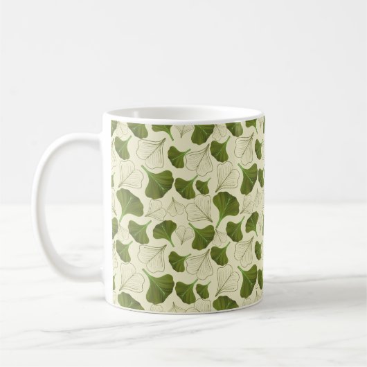 Floral Gingko Leaf Pattern Koffiemok (Links)