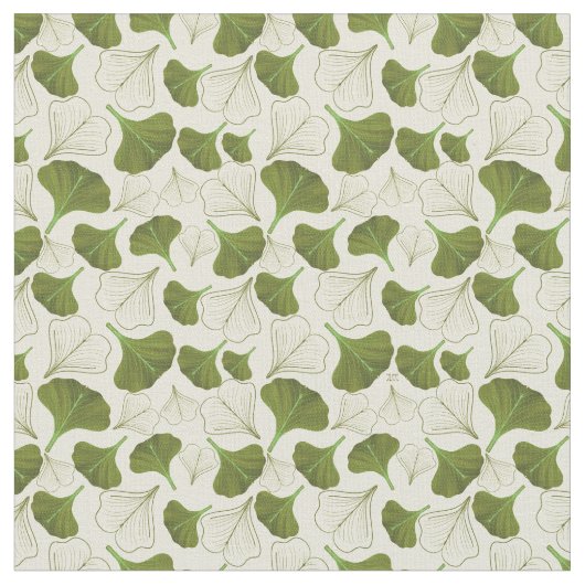 Floral Gingko Leaf Pattern Stof (Close Up)