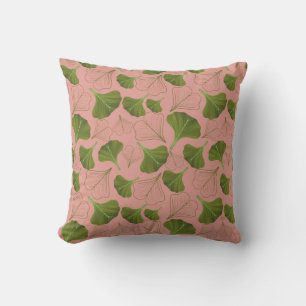 Floral Gingko Leaf Roze Patroon Kussen