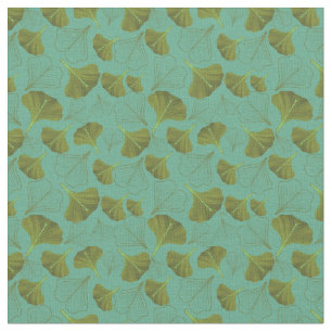 Floral Gingko Leaf Turquoise Pattern Stof