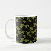 Floral Ginkgo Leaf Black Pattern Koffiemok (Links)