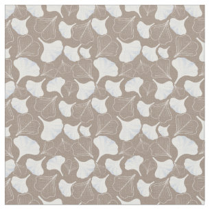 Floral Ginkgo Leaf Taupe Patterned Stof