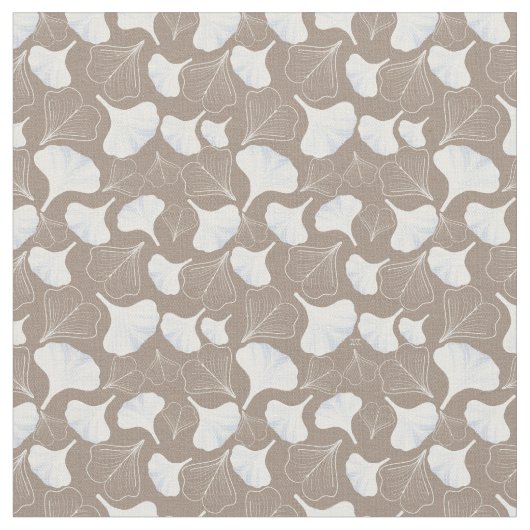 Floral Ginkgo Leaf Taupe Patterned Stof (Close Up)