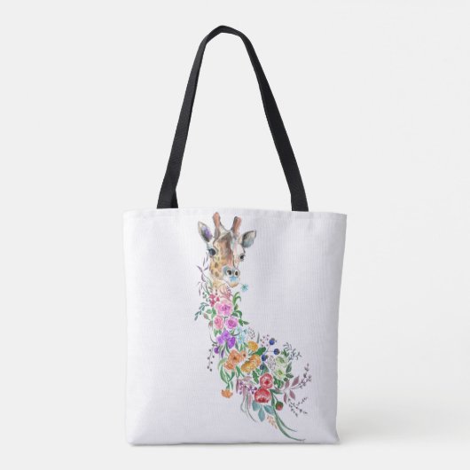 Floral Giraffe Canvas tas (Achterkant)