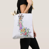 Floral Giraffe Canvas tas (Dichtbij)