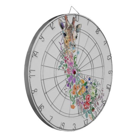 Floral Giraffe Dart Board Dartbord (Voorkant Links)